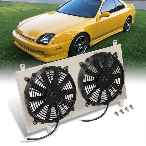 AJP Distributors JDM Engine Cooling Aluminum Radiator 12" Dual Fan Shroud Kit Compatible/Replacement For Acura CL / Honda Accord Prelude BB6 Manual Transmission 1994 1995 1996 1997 1998 1999 2000 2001