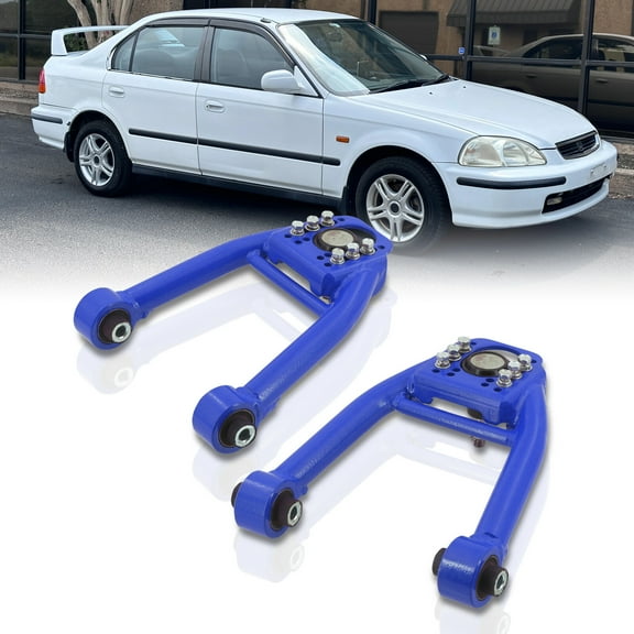 AJP Distributors JDM Front Upper Adjustable Tubular Steel Control Arm Camber Kit Blue Compatible/Replacement For Honda Civic EJ6 EJ7 EJ8 EM1 EK1 EK2 EK3 EK4 EK9 1996 1997 1998 1999 2000 96 97 98 99 00