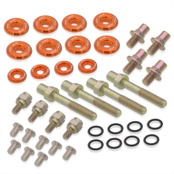 AJP Distributors JDM Low Profile Aluminum Engine Slim Valve Cover Cap Washer Bolt Hardware Dress Up Kit Orange Compatible/Replacement For Honda Civic Acura Integra B16 B17 B18 B Series DOHC VTEC Motor