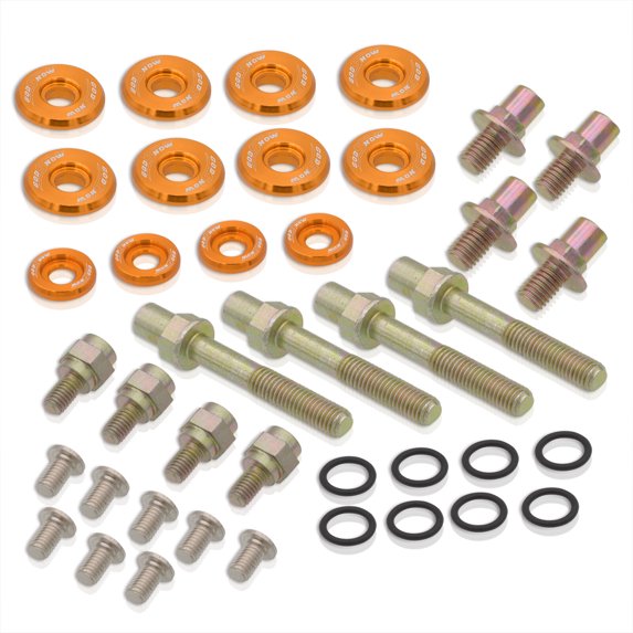 AJP Distributors JDM Low Profile Aluminum Engine Slim Valve Cover Cap Washer Bolts Hardware Dress Up Kit Gold Compatible/Replacement For Honda Civic Acura Integra B16 B17 B18 B Series DOHC VTEC Motor