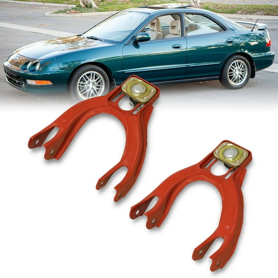 AJP Distributors JDM Steel Front Upper Adjustable Camber Control A Arm Suspension Kit Red Compatible/Replacement For Acura Integra Honda Civic Del Sol 1992 1993 1994 1995 1996 1997 1998 1999 2000 2001