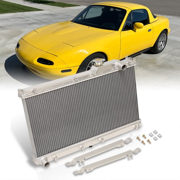 AJP Distributors JDM Upgrade Dual Core 2 Row Engine Cooling Full Aluminum Radiator Compatible/Replacement For Mazda Miata MX-5 MX5 M/T 1990 1991 1992 1993 1994 1995 1996 1997 90 91 92 93 94 95 96 97
