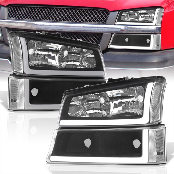 AJP Distributors LED DRL Black Housing Clear Lens Reflectors Signal Headlights Bumper Lamps Lights LH & RH Compatible/Replacement For Chevrolet Chevy Silverado 2003 2004 2005 2006 2007 03 04 05 06 07