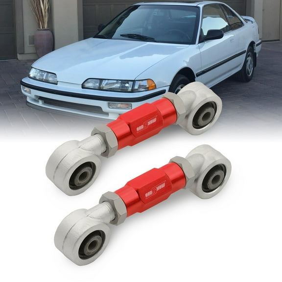 AJP Distributors Rear Lower Adjustable Control Toe Arms Kit Red Compatible/Replacement For Acura Integra / Honda Civic Del Sol CRX 1988 1989 1990 1991 1992 1993 1994 1995 1996 1997 1998 1999 2000 2001