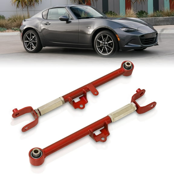 AJP Distributors Rear Lower Suspension Adjustable Toe Control Arms Rods LCA Kit Red Compatible/Replacement For Mazda Miata MX-5 ND MX5 2016 2017 2018 2019 2020 2021 2022 2023 16 17 18 19 20 21 22 23