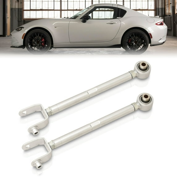 AJP Distributors Rear Lower Suspension Adjustable Traction Control Arm Rod Kit Silver Compatible/Replacement For Mazda Miata MX-5 ND MX5 2016 2017 2018 2019 2020 2021 2022 2023 16 17 18 19 20 21 22 23