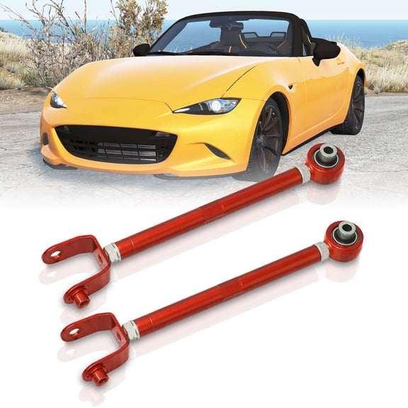 AJP Distributors Rear Lower Suspension Adjustable Traction Control Arms Rods Kit Red Compatible/Replacement For Mazda Miata MX-5 ND MX5 2016 2017 2018 2019 2020 2021 2022 2023 16 17 18 19 20 21 22 23