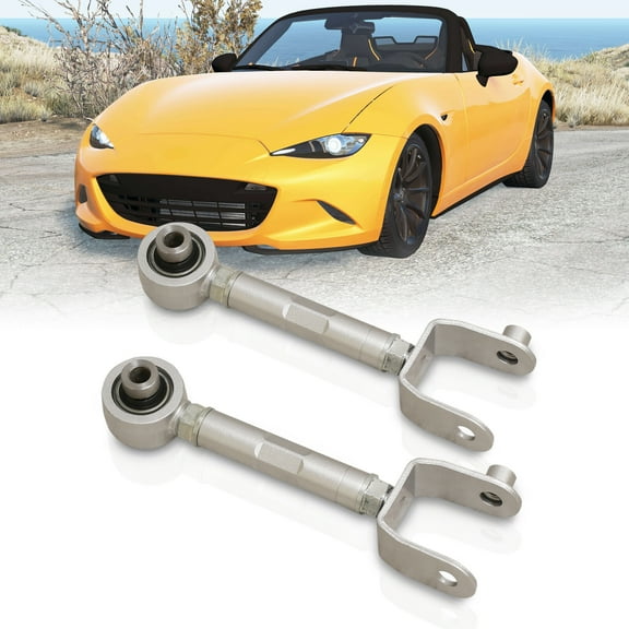 AJP Distributors Rear Upper Suspension Adjustable Camber Kit Control Arms Set Silver Compatible/Replacement For Mazda Miata MX-5 ND MX5 2016 2017 2018 2019 2020 2021 2022 2023 16 17 18 19 20 21 22 23