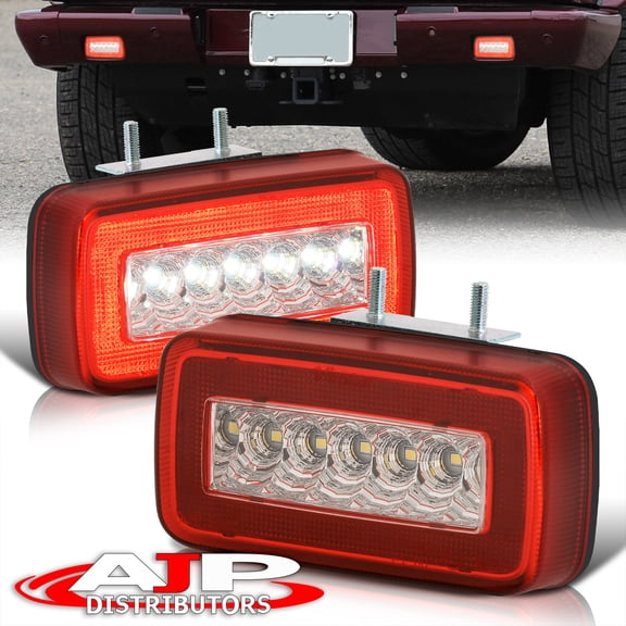 AJP Distributors Red Lens SMD LED Rear Bumper Fog Lights Reverse Backup Parking Running Lamps Pair + Wiring Harness Compatible/Replacement For Mercedes-Benz G-Class W463 G500 G550 G55 G63 AMG G-Wagon
