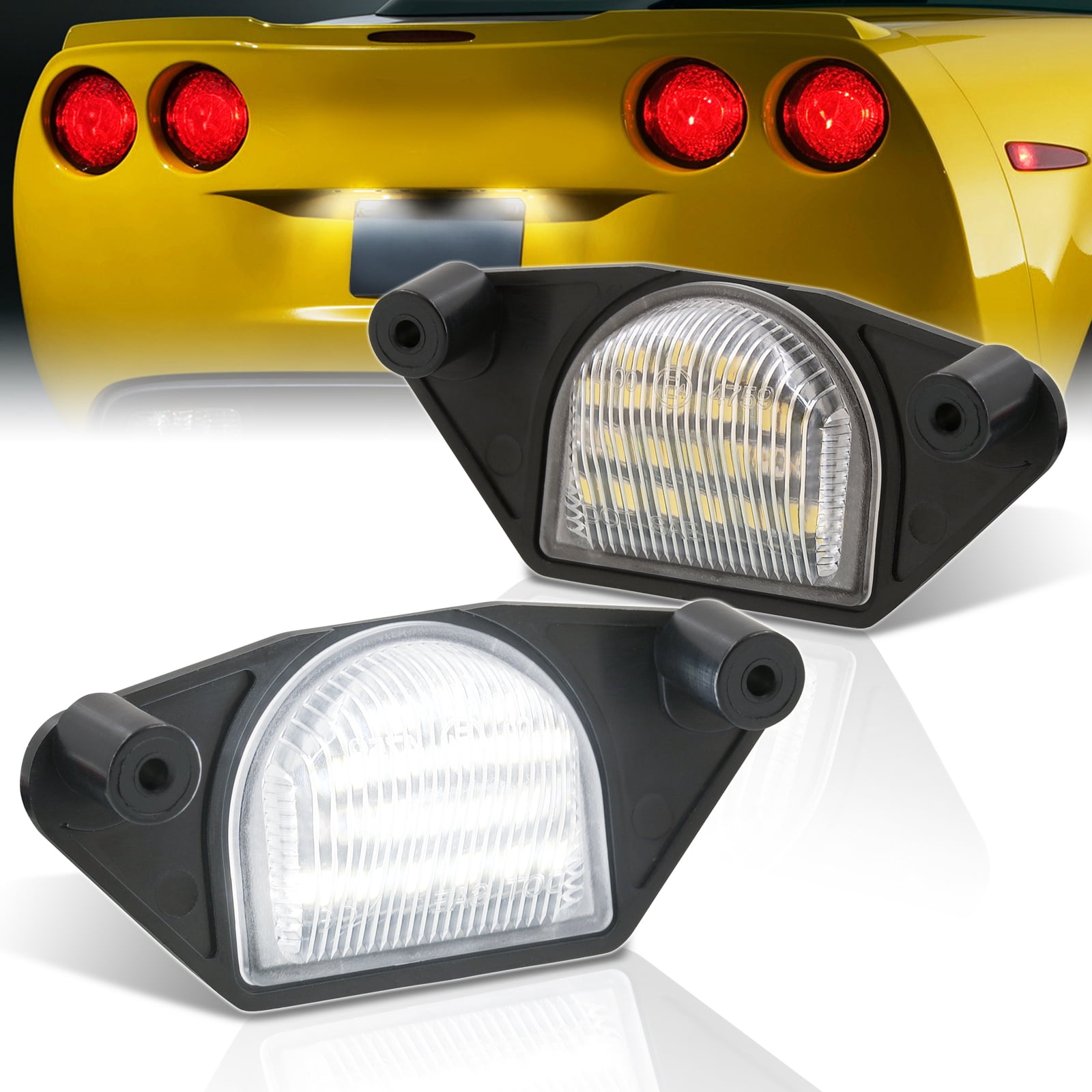 AJP Distributors SMD LED Bulb License Plate Lights Tag Lamps Set Compatible/Replacement For Chevrolet Corvette C4 C5 C6 GMC C/K Series S15 Sonoma Pickup 1500 2500 3500 Chevy Impala Monte Carlo S10 SSR