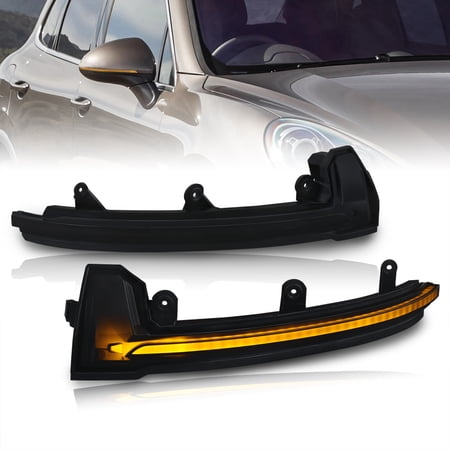 AJP Distributors Sequential LED Dynamic Side Mirror Turn Signal Blinker Lights Indicator Lamps Assembly Pair Compatible/Replacement For Porsche Cayenne 958.2 Facelift 2015 2016 2017 2018 15 16 17 18
