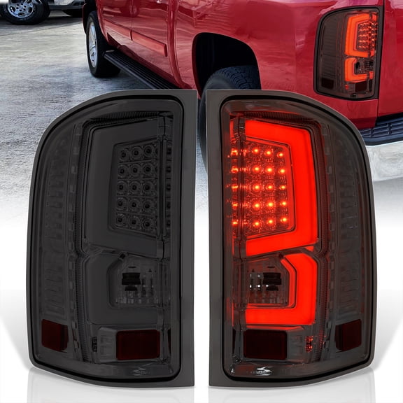 AJP Distributors Smoke Lens Chrome Housing White Tube LED Bar Tail Lights Brake Stop Signal Lamps Assembly Compatible/Replacement For Chevrolet Chevy Silverado 2007 2008 2009 2010 2011 2012 2013 2014