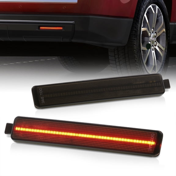 AJP Distributors Smoke Lens Red LED Rear Bumper Reflector Tail Lights Brake Stop Lamps Set Compatible/Replacement For Buick Enclave Cadillac CTS CTS-V Chevrolet Equinox Chevy Trailblazer SS GMC Acadia