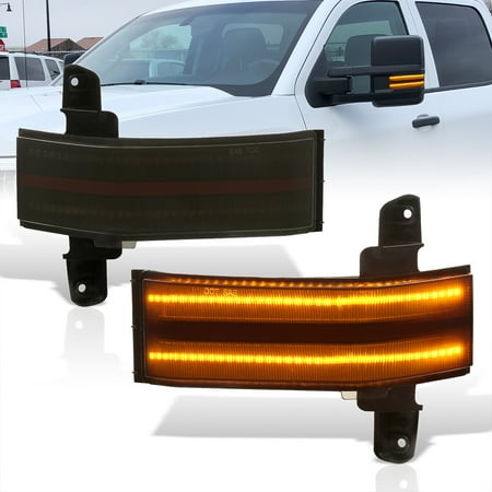 AJP Distributors Smoke Sequential LED Towing Side Mirror Dynamic Amber Turn Signal Lights Switchback Lamps Compatible/Replacement For Chevrolet Chevy Silverado GMC Sierra 2014 2015 2016 2017 2018 2019