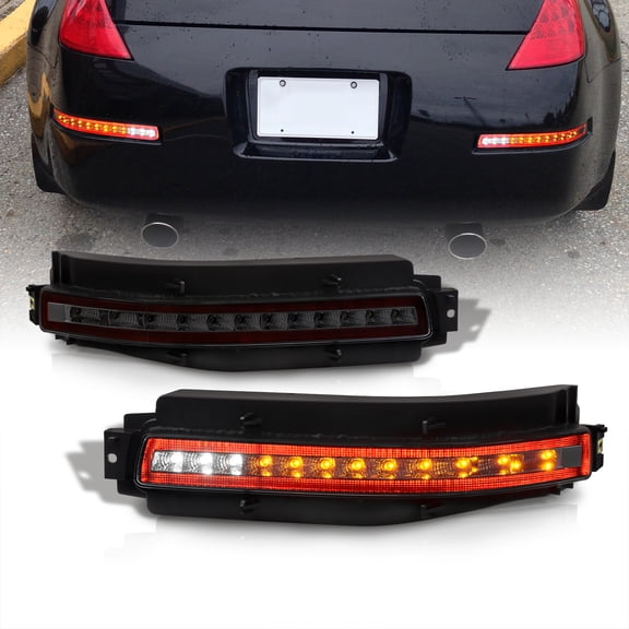 AJP Distributors Smoked All-in-One Sequential LED Rear Brake Reverse Running Signal Fog Lights Lamps Compatible/Replacement For Nissan 350Z Z33 2003 2004 2005 2006 2007 2008 2009 03 04 05 06 07 08 09