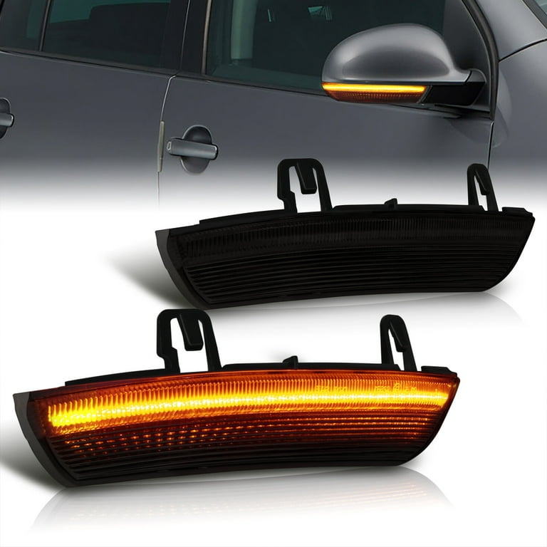 AJP Distributors Smoked Amber Sequential LED Side Mirror Turn Signal Lights  Lamps Assembly Compatible/Replacement For Volkswagen VW Golf GTI Rabbit R32  MK5 Jetta Passat B6 Eos 04 05 06 07 08 09 10 11 