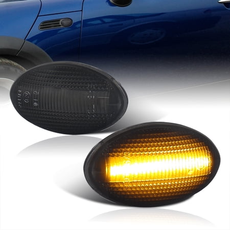 AJP Distributors Smoked LED Fender Side Markers Lights Signal Lamps Set Compatible/Replacement For Mini Cooper R50 R52 R53 Hatchback Convertible 2002 2003 2004 2005 2006 2007 2008 02 03 04 05 06 07 08