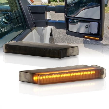 AJP Distributors Smoked LED Under Side Mirror Turn Signal Lights Marker Assembly Lamps Set Compatible/Replacement For Ford F150 / Lincoln Mark LT 2004 2005 2006 2007 2008 2009 2010 2011 2012 2013 2014