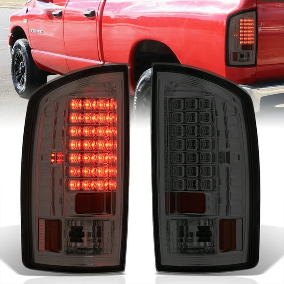 AJP Distributors Smoked Lens Chrome Housing LED Brake Tail Lights Rear Driving Stop Lamps Assembly Pair Driver + Passenger Compatible/Replacement For Dodge Ram 1500 2500 3500 2007 2008 2009 07 08 09