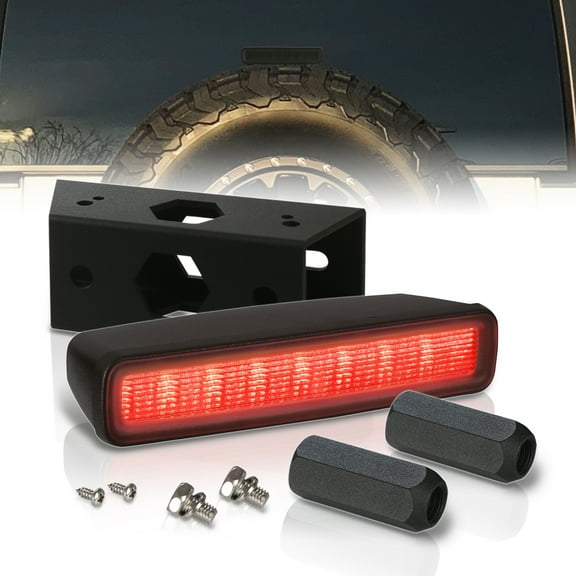 AJP Distributors Spare Tire Mount Smoke 3RD Third LED Brake Light Tail Stop Lamp Assembly + Rear Wheel Relocation Kit Compatible/Replacement For Jeep Wrangler JL JLU 2018 2019 2020 2021 2022 2023 2024