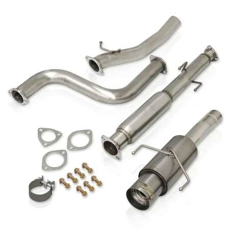 AJP Distributors Stainless Steel Catback Exhaust System 3" Piping + 4.5" Gunmetal Muffler Tip Compatible/Replacement For Honda Accord DX LX EX SE CB7 CB9 2.2L F22A SOHC 1990 1991 1992 1993 90 91 92 93