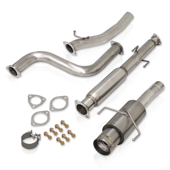 AJP Distributors Stainless Steel Catback Exhaust System 3" Piping + 4.5" Gunmetal Muffler Tip Compatible/Replacement For Honda Accord DX LX EX SE CB7 CB9 2.2L F22A SOHC 1990 1991 1992 1993 90 91 92 93