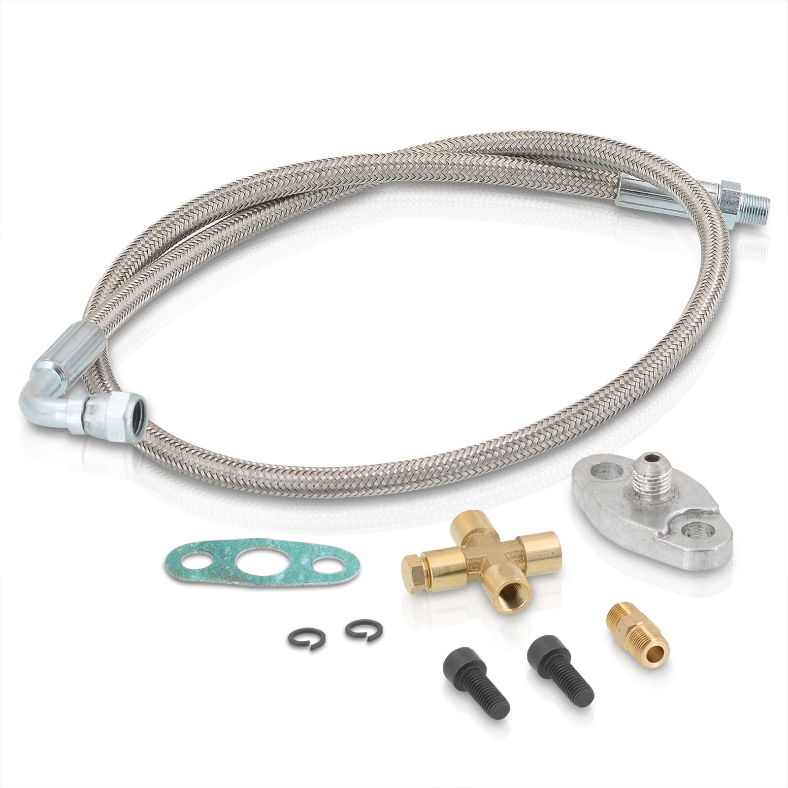 AJP Distributors Turbo Charger Oil Feed Line Kit 4AN 1/8" NPT Fitting Adapter 36" Stainless