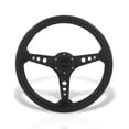 thumbnail image 1 of AJP Distributors Universal 14" 350mm 6 Bolt Hole Heavy Duty Aluminum Steering Wheel Black Wood Grain Deep Dish 3 Spokes Light Weight + Horn Button Replacement JDM Drifting VIP Sport, 1 of 5