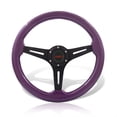thumbnail image 1 of AJP Distributors Universal 14" 350mm 6 Bolts Holes Aluminum Steering Wheel Light Weight Purple Wood Grain Black Deep Dish 3 Spoke Heavy Duty + Horn Button Replacement JDM VIP Sport, 1 of 5