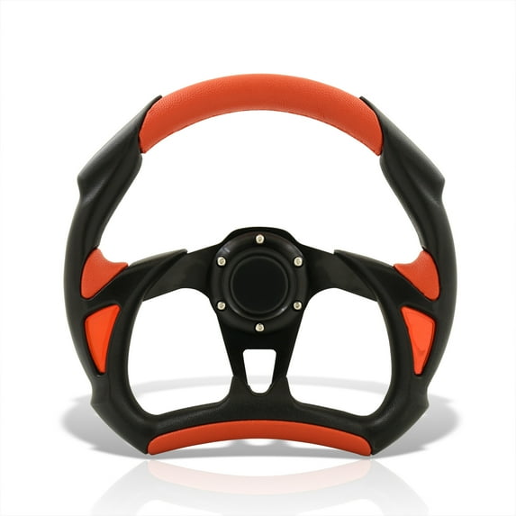 AJP Distributors Universal 320mm 13" 6 Bolt Hole Flat Bottom Steering Wheel D-Shape Black Red PVC Leather Light Weight Aluminum 3 Spoke + Horn Button Replacement JDM Sport Tracking