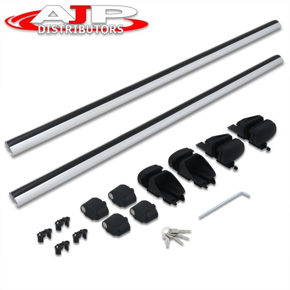 AJP Distributors Universal 48" Billet Aluminum 2-Piece Roof Cross Bar Mount Travel Cargo Luggage Carrier Rack Pair w/ Anti-Theft Security System Lock Key For Car Truck Auto SUV with Raised Side Rails