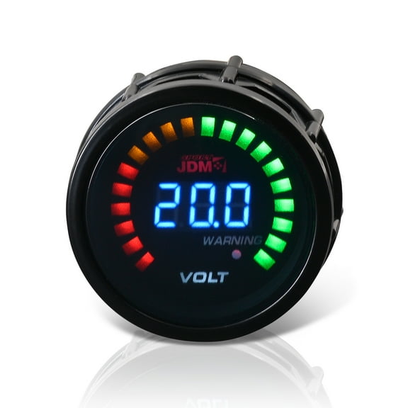AJP Distributors Universal Car Auto JDM Sport Smoked Tint Digital Blue LED 2" INCH 52MM Voltage Meter Gauge Tacho Volt Voltmeter Electric Multicolor Display Monitor Indicator Dash