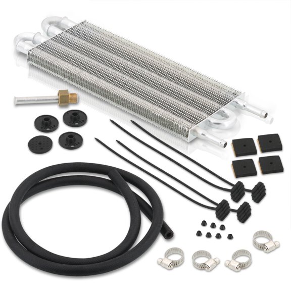 AJP Distributors Universal Car Power Steering Transmission Engine Motor Cooling 4 Row Coolant Remote Aluminum Oil Cooler Extra Radiator Relocation Upgrade Kit 15.75" X 5.0" X 0.75"