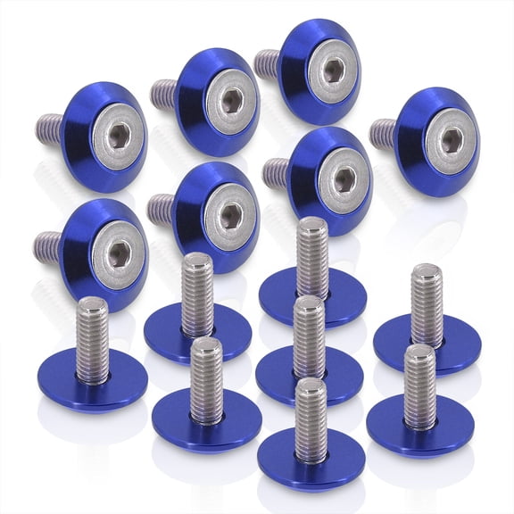 AJP Distributors Universal Upgrade JDM Exterior 15-Piece M6 x 20MM T-6061 CNC Billet Aluminum Engine Bay Dress Up Fender Washer Screw Bolts Nuts Bumper Fasteners Kit Anodized Blue