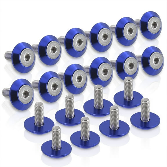 AJP Distributors Universal Upgrade JDM Exterior 20-Piece M6 x 20MM T-6061 CNC Billet Aluminum Engine Bay Dress Up Fender Washer Screw Bolts Nuts Bumper Fasteners Kit Anodized Blue