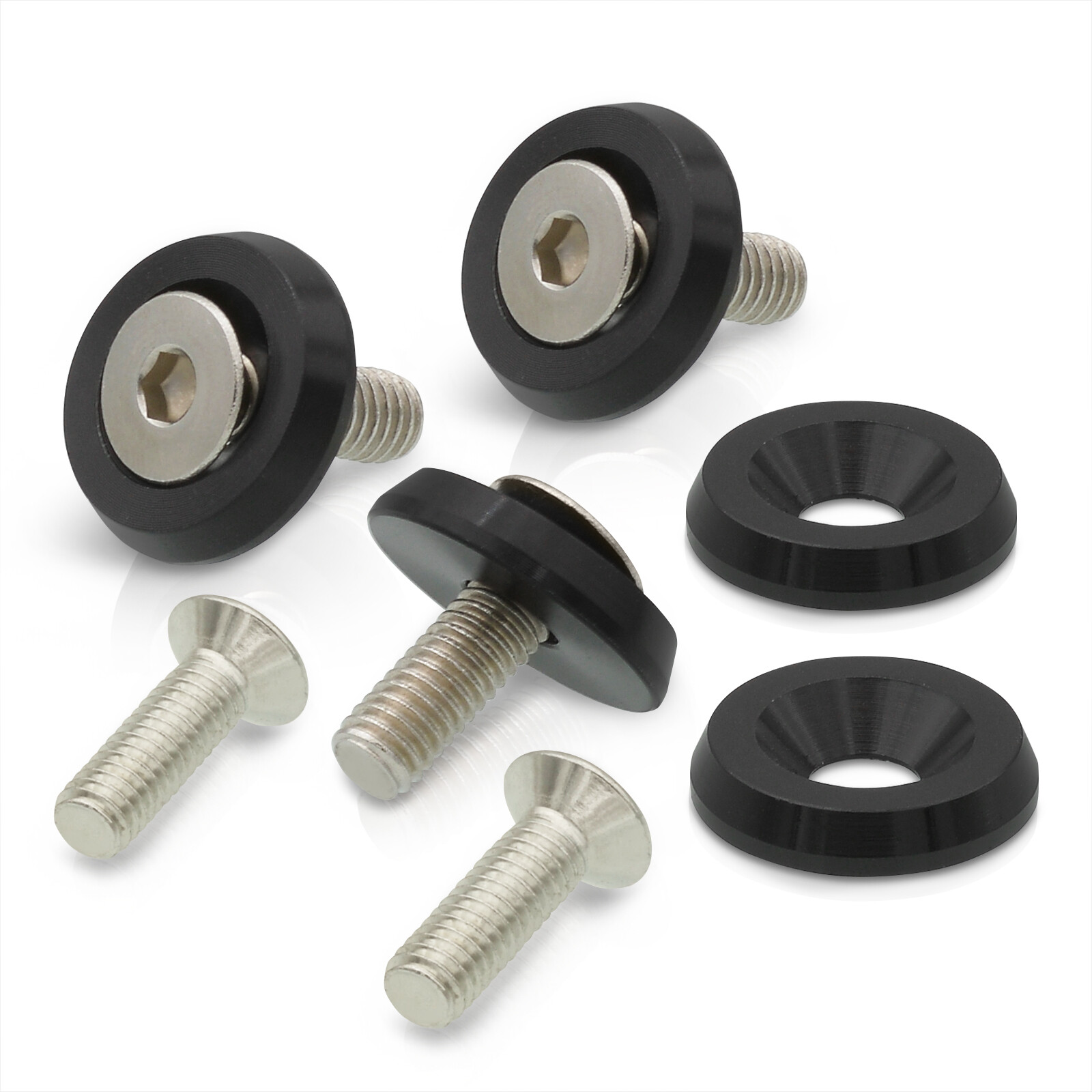 Password JDM Black Fender Washer Engine Dress-Up Bolt Kit (10x) - Fast USA Shipping