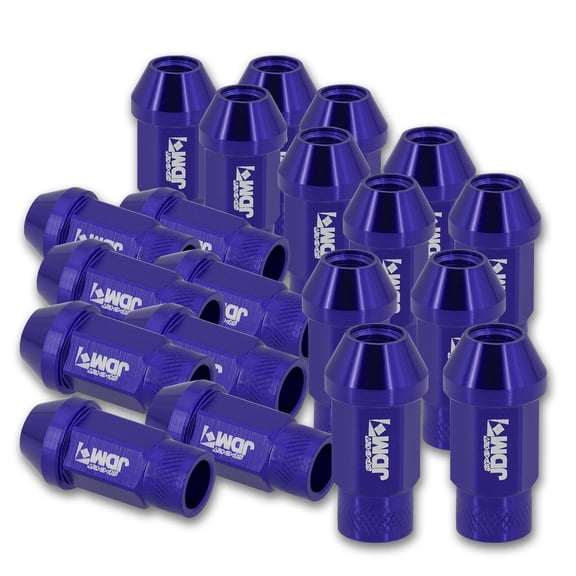 AJP Distributors Upgrade JDM Sport Universal 20-Piece Heavy Duty Aluminum Alloy 50MM Open Ended Cone Tuner Lug Nuts Stud Set Kit Wheels Rims For M12X1.5MM Thread Pitch Anodized Blue