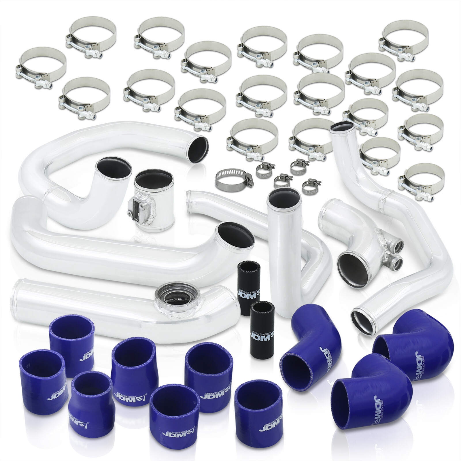 AJP Distributors Upgrade JDM Turbo Intercooler Piping Hose Clamps Kit + Silicone Blue Couplers