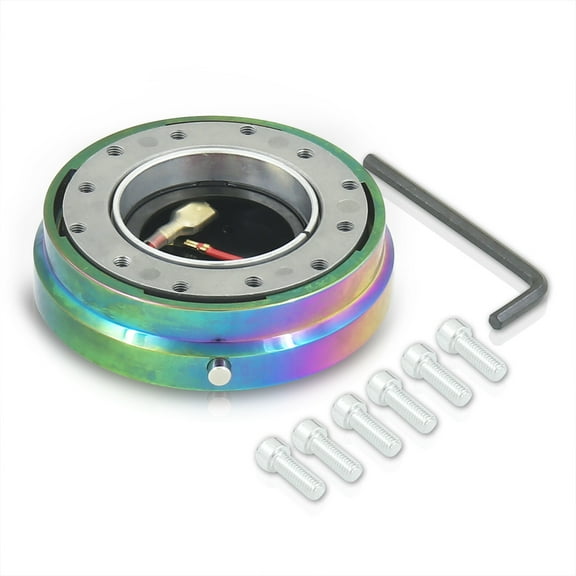 AJP Distributors Upgrade Universal JDM VIP USDM KDM EDM DTM Euro Thin Slim 6-Bolt Hole Quick Release Detachable Removal Snap Off Aftermarket Steering Wheel Adapter Hub Kit NeoChrome