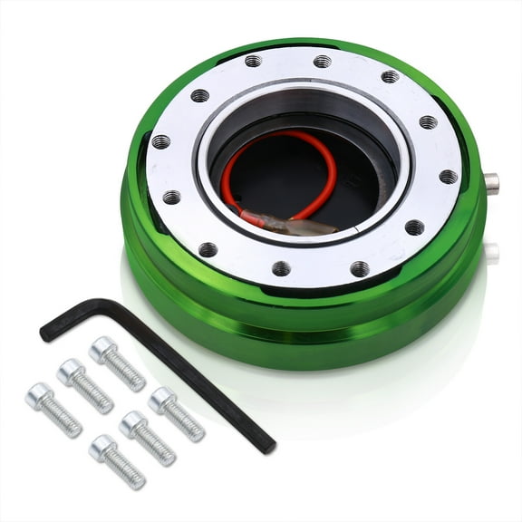 AJP Distributors Upgrade Universal JDM VIP USDM KDM EDM DTM Euro Thin Slim Aluminum 6-Bolt Hole Quick Release Detachable Removal Snap Off Aftermarket Steering Wheel Adapter Green