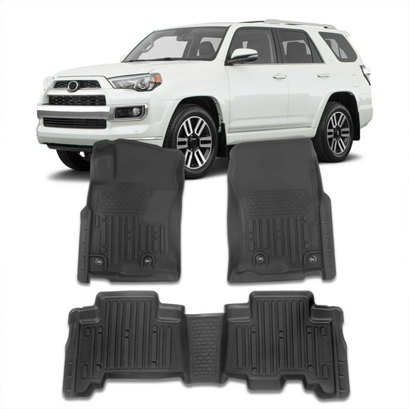 AJP Distributors All Weather Season Proof Protection Guard Rubber Floor Mats Liner Front & Rear Compatible/Replacement For Toyota 4Runner Lexus GX460 2013 2014 2015 2016 2017 2018 2019 2020 2021 2022