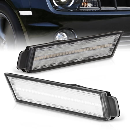 AJP Distributors White LED Clear Front Bumper Fender Side Markers Lights Signal Lamps Reflectors Assembly Pair Compatible/Replacement For Chevy Camaro 2010 2011 2012 2013 2014 2015 10 11 12 13 14 15