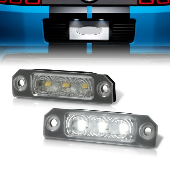 AJP Distributors White SMD LED Bumper License Plate Lights Assembly Tag Lamps Compatible/Replacement For Ford Mustang Fusion Focus Taurus Flex Lincoln Mercury 06 07 08 09 10 11 12 13 14 15 16 17 18 19