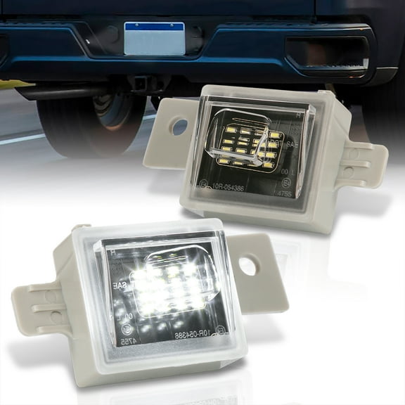 AJP Distributors White SMD LED License Plate Lights Bumper Lamps Assembly Pair Compatible/Replacement For Chevy Colorado Silverado / GMC Canyon Sierra 2014 2015 2016 2017 2018 2019 2020 2021 2022 2023