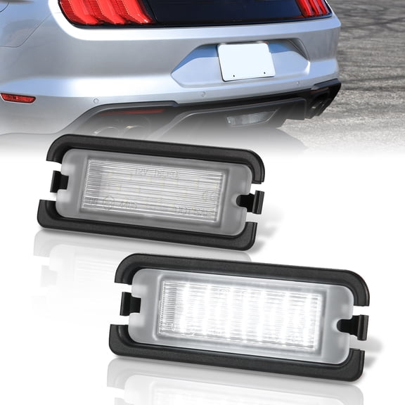 AJP Distributors White SMD LED Rear Bumper License Plate Lights Assembly Lamps Pair Compatible/Replacement For Ford Mustang S550 2015 2016 2017 2018 2019 2020 2021 2022 2023 15 16 17 18 19 20 21 22 23