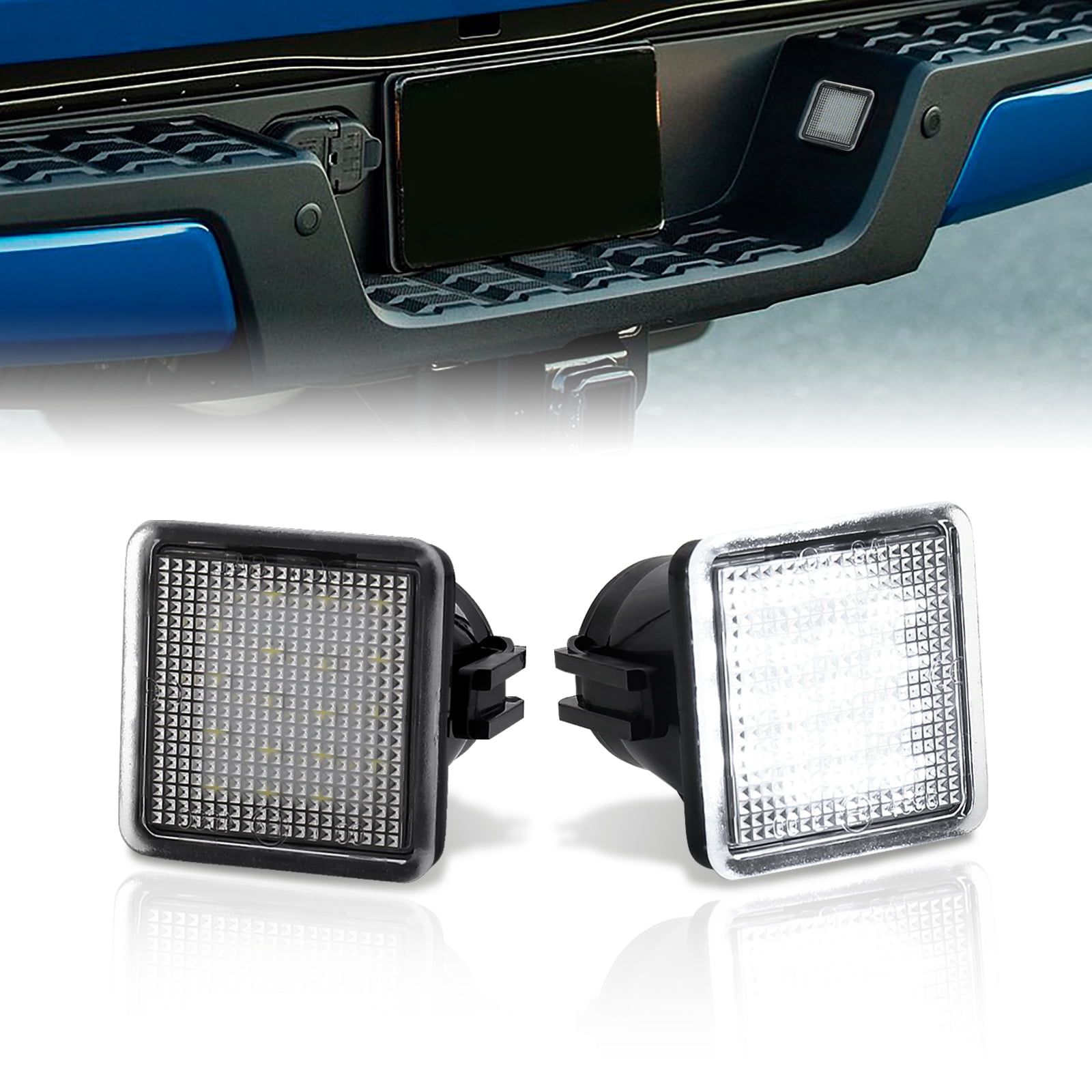 AJP Distributors White SMD LED Rear Bumper License Plate Lights Lamps Compatible/Replacement For Toyota Tacoma / Tundra 2014 2015 2016 2017 2018 2019 2020 2021 2022 2023 14 15 16 17 18 19 20 21 22 23