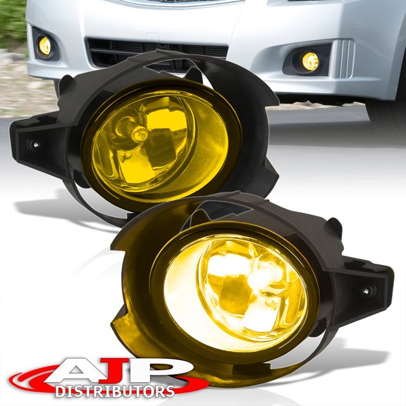 AJP Distributors Yellow Lens JDM Front Driving Fog Lights Bumper Lamps Pair LH RH Assembly w/ Bulbs Switch Relay Wiring Harness Kit Compatible/Replacement For Nissan Sentra B16 2007 2008 2009 07 08 09