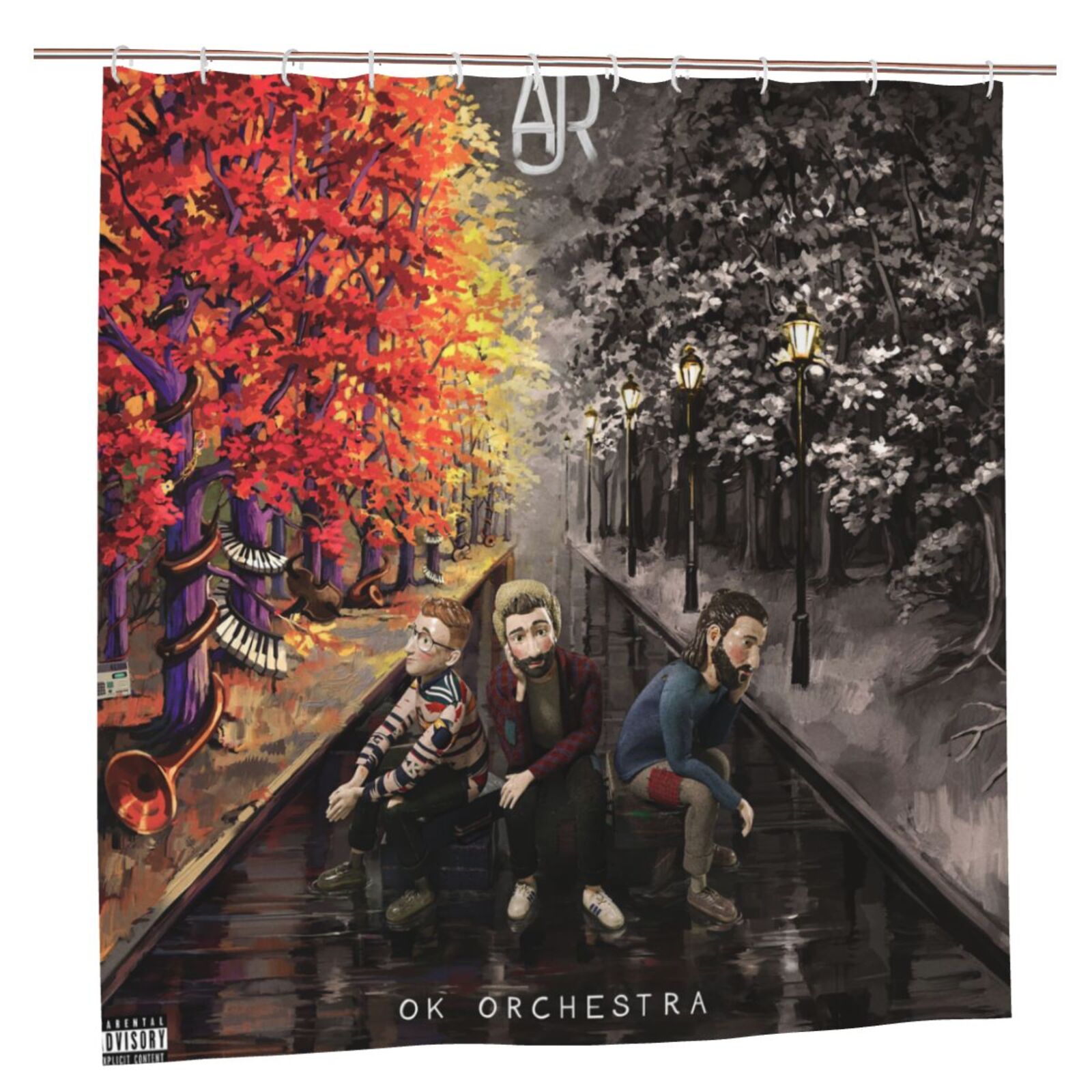 AJR 3 O'Clock Things Fabric Shower Curtain Home Waterproof Bathroom Curtain Décor Bathtub Privacy Screen 72 in x 72 in