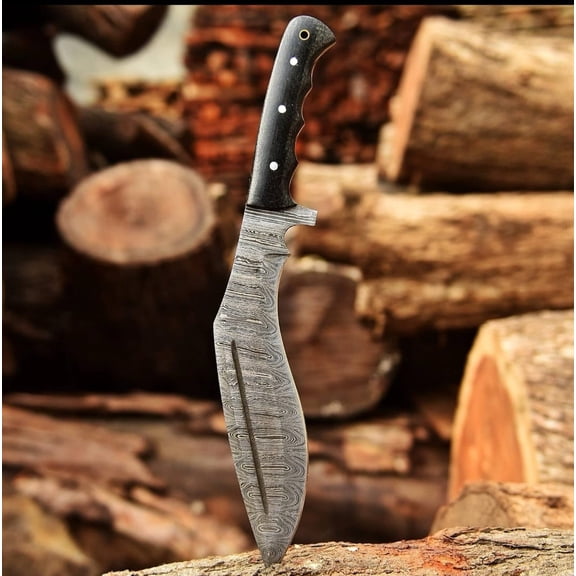 AJSANITY 16" FULL TANG DAMASCUS Fixed Blade BOWIE Hunting SURVIVAL Knife GURKHA KUKRI KNIFE