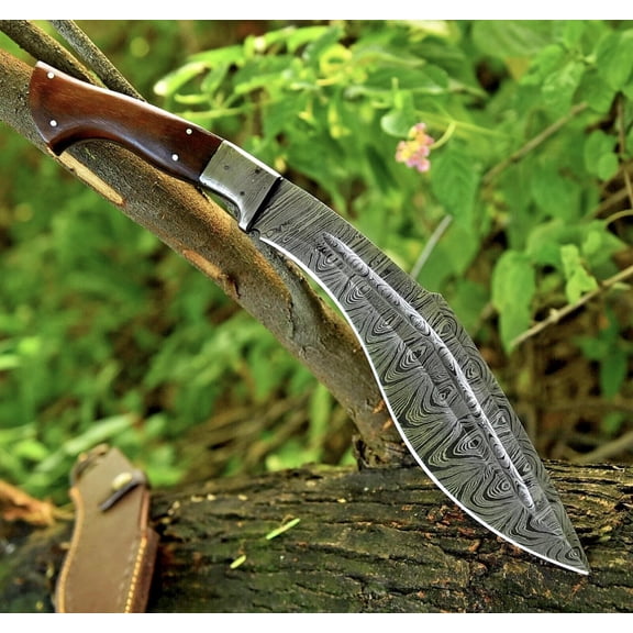 AJSANITY 16" FULL TANG DAMASCUS Fixed Blade BOWIE Hunting Tactical Knife GURKHA KUKRI KNIFE